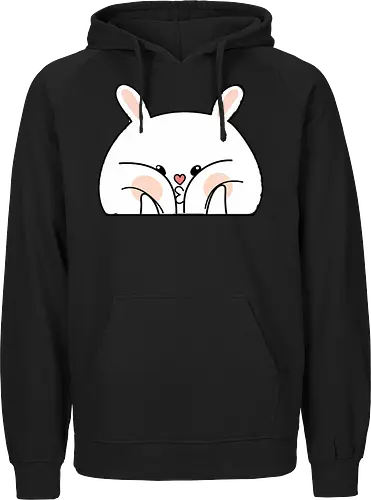 Meme mit dem verwöhnten Kaninchen und den dicken Backen - Weiß, Tier, Tiere, Aufkleber, Meme, Rosa, Gefällt mir, Kaninchen, Niedlich, Groß, Hase, Spielen, Fanart, Wangen, Zwinkern - Fairtrade Hoodie