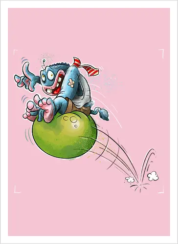 Hüpfball. - Monster, Monsta, Hüpfball - Artprint