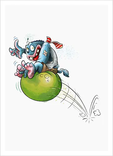Hüpfball. - Monster, Monsta, Hüpfball - Artprint