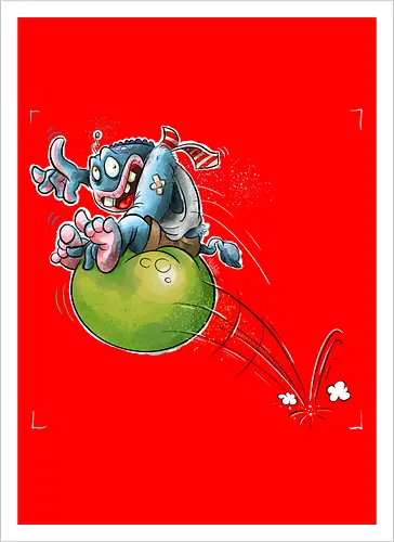Hüpfball. - Monster, Monsta, Hüpfball - Artprint
