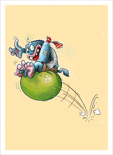 Hüpfball. - Monster, Monsta, Hüpfball - Artprint