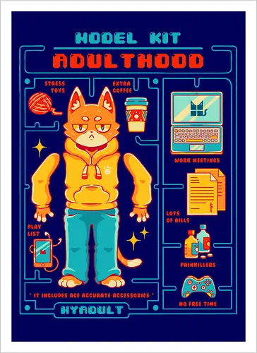 MODEL KIT: ADULTHOOD - model kit, millennials, retro, vintage, gamer, adulthood - Artprint