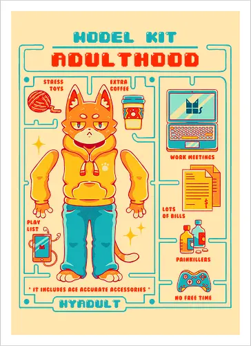 MODEL KIT: ADULTHOOD - model kit, millennials, retro, vintage, gamer, adulthood - Artprint