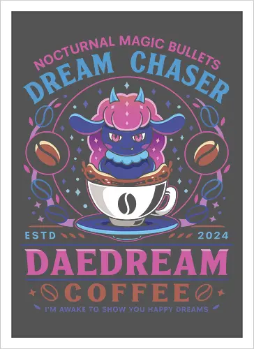 Daedream Dark Element Coffee - Pal, pal world, daedream, dark element, depresso, gaming, video game, gamer, survival, crafting, farming, monsters, coffee, lamball, adventure - Artprint