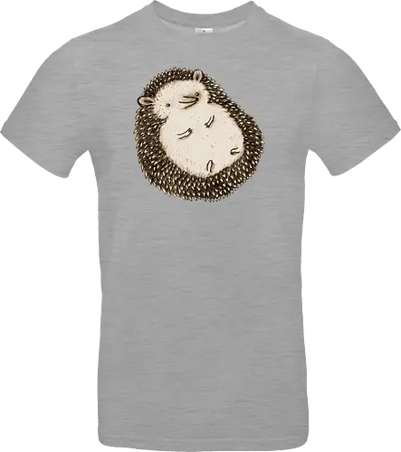 Molligem Igel Liegend Bauch Oben Lächelnd Sepia Kunst - molliger Bauch oben Igel, Igel auf dem Rücken liegend süß, Sepia Igel Illustration, künstlerische Skizze glücklicher Igel, molliger lächelnder Igel, faules Tier Kunst, detaillierte Stacheln beige braun, entspannter Tier Druck, Igel Liebhaber Geschenk, süßes Igel Shirt, Igel kurze Beine, strukturierte Bleistift Tier Kunst, zufriedener ruhender Igel, süßes Tier Bauch, lustiges süßes entspanntes Tier - Standard T-Shirt