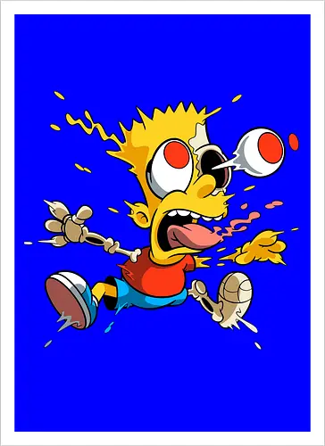 Freaky Junge - Kreatur des Chaos - freaky boy, gelbe kreatur, horror kunst, creepy cartoon, skelett kunst, body horror, seltsame kreatur, dark cartoon, surreal art, creepy art, monster design, horror cartoon, seltsamer charakter, schwarzer humor, geek art - Artprint