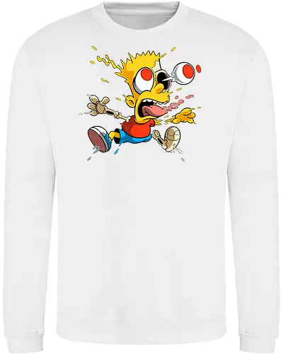 Freaky Junge - Kreatur des Chaos - freaky boy, gelbe kreatur, horror kunst, creepy cartoon, skelett kunst, body horror, seltsame kreatur, dark cartoon, surreal art, creepy art, monster design, horror cartoon, seltsamer charakter, schwarzer humor, geek art - Sweatshirt
