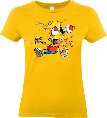 Freaky Junge - Kreatur des Chaos - freaky boy, gelbe kreatur, horror kunst, creepy cartoon, skelett kunst, body horror, seltsame kreatur, dark cartoon, surreal art, creepy art, monster design, horror cartoon, seltsamer charakter, schwarzer humor, geek art - Standard T-Shirt (Women)