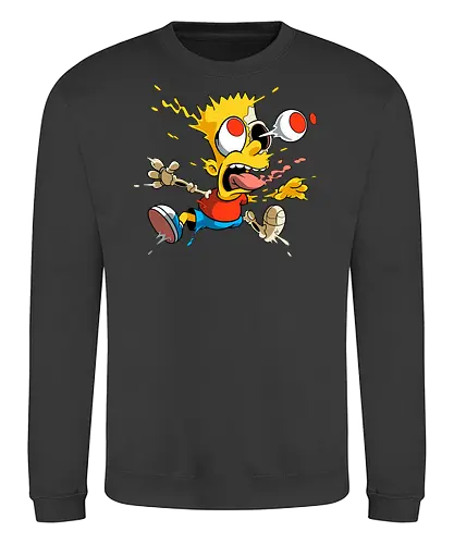 Freaky Junge - Kreatur des Chaos - freaky boy, gelbe kreatur, horror kunst, creepy cartoon, skelett kunst, body horror, seltsame kreatur, dark cartoon, surreal art, creepy art, monster design, horror cartoon, seltsamer charakter, schwarzer humor, geek art - Sweatshirt