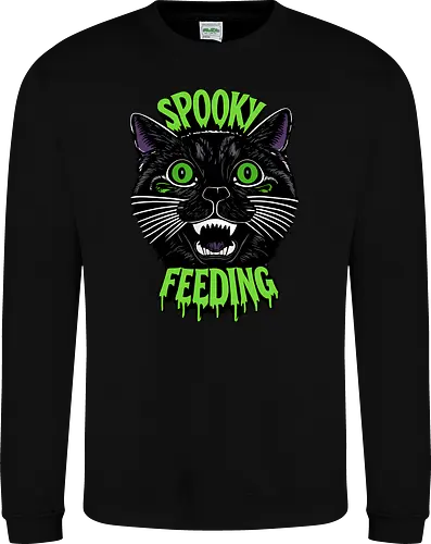 Spooky But Make It Feeding – Lustige Halloween Katze - Halloween, Katze, schwarze Katze, Spooky, lustig, Füttern, Katzenhumor, grün, Kürbis, Fledermaus, Grusel, Gothic, Herbst, Katzenfan, Halloween Katze - Sweatshirt