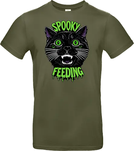 Spooky But Make It Feeding – Lustige Halloween Katze - Halloween, Katze, schwarze Katze, Spooky, lustig, Füttern, Katzenhumor, grün, Kürbis, Fledermaus, Grusel, Gothic, Herbst, Katzenfan, Halloween Katze - Standard T-Shirt
