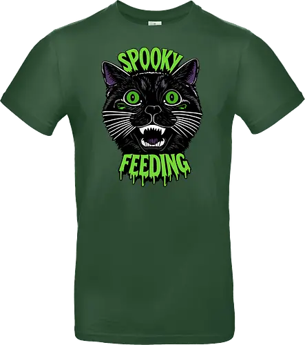Spooky But Make It Feeding – Lustige Halloween Katze - Halloween, Katze, schwarze Katze, Spooky, lustig, Füttern, Katzenhumor, grün, Kürbis, Fledermaus, Grusel, Gothic, Herbst, Katzenfan, Halloween Katze - Standard T-Shirt