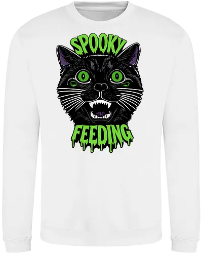 Spooky But Make It Feeding – Lustige Halloween Katze - Halloween, Katze, schwarze Katze, Spooky, lustig, Füttern, Katzenhumor, grün, Kürbis, Fledermaus, Grusel, Gothic, Herbst, Katzenfan, Halloween Katze - Sweatshirt