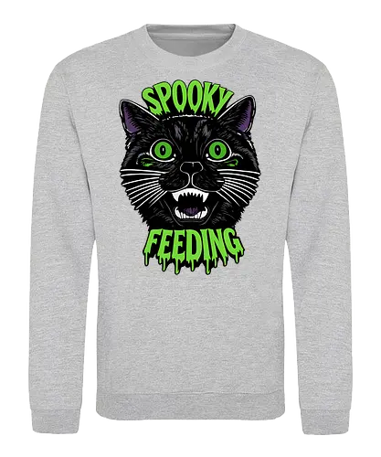 Spooky But Make It Feeding – Lustige Halloween Katze - Halloween, Katze, schwarze Katze, Spooky, lustig, Füttern, Katzenhumor, grün, Kürbis, Fledermaus, Grusel, Gothic, Herbst, Katzenfan, Halloween Katze - Sweatshirt