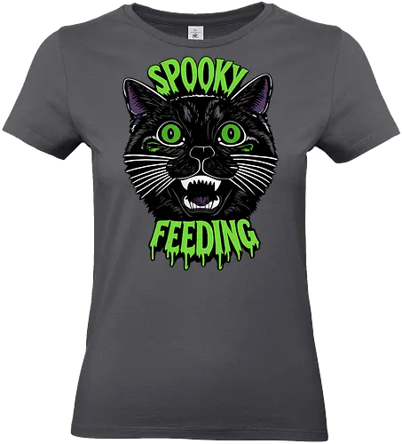 Spooky But Make It Feeding – Lustige Halloween Katze - Halloween, Katze, schwarze Katze, Spooky, lustig, Füttern, Katzenhumor, grün, Kürbis, Fledermaus, Grusel, Gothic, Herbst, Katzenfan, Halloween Katze - Standard T-Shirt (Women)