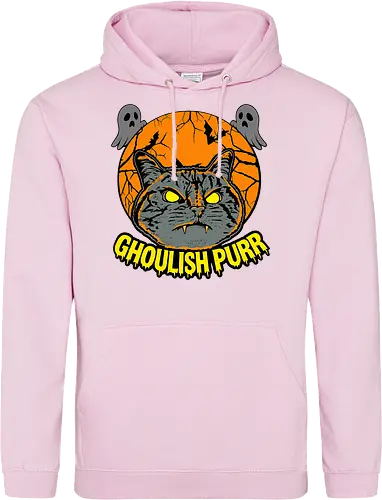 Ghoulish Purr – Lustige Halloween Katze mit Kürbis - Halloween, Katze, Halloween Katze, Ghoulish Purr, Kürbis, Fledermaus, Spooky, Grusel, lustig, schwarze Katze, Katzenfan, Herbst, Gothic, Geister, Halloweenzeit - Standard Hoodie