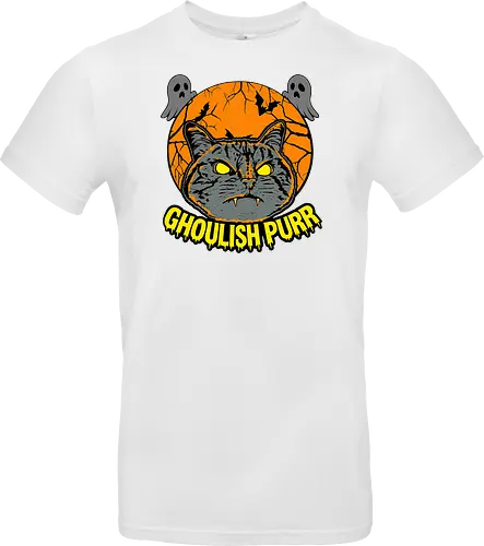 Ghoulish Purr – Lustige Halloween Katze mit Kürbis - Halloween, Katze, Halloween Katze, Ghoulish Purr, Kürbis, Fledermaus, Spooky, Grusel, lustig, schwarze Katze, Katzenfan, Herbst, Gothic, Geister, Halloweenzeit - Standard T-Shirt