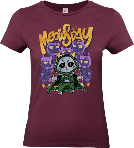 meowsday is coming - cat, meow, kitty, fun, avenger, drdoom, doomsday, cartoon, fantastic, hoomanlover, catlover, sentinel, superhero, villain - Standard T-Shirt (Women)