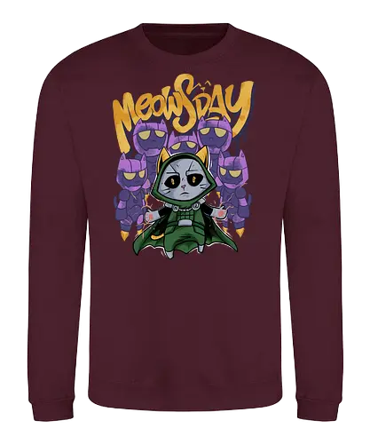meowsday is coming - cat, meow, kitty, fun, avenger, drdoom, doomsday, cartoon, fantastic, hoomanlover, catlover, sentinel, superhero, villain - Sweatshirt