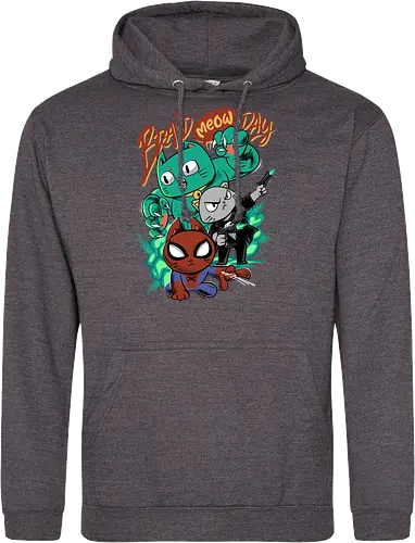 brand meow day  - cat, meow, kitty, fun, avenger, drdoom, doomsday, cartoon, fantastic, hoomanlover, catlover, superhero, villain, chibi - Standard Hoodie