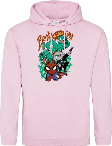 brand meow day  - cat, meow, kitty, fun, avenger, drdoom, doomsday, cartoon, fantastic, hoomanlover, catlover, superhero, villain, chibi - Standard Hoodie