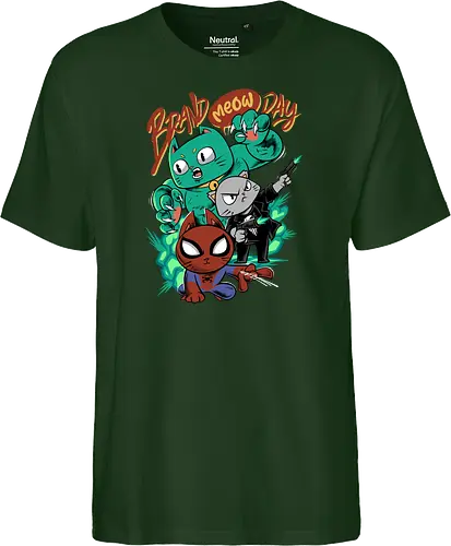 brand meow day  - cat, meow, kitty, fun, avenger, drdoom, doomsday, cartoon, fantastic, hoomanlover, catlover, superhero, villain, chibi - Fairtrade T-Shirt