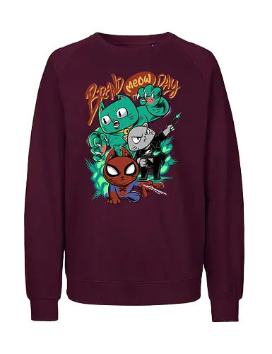 brand meow day  - cat, meow, kitty, fun, avenger, drdoom, doomsday, cartoon, fantastic, hoomanlover, catlover, superhero, villain, chibi - Fairtrade Sweatshirt