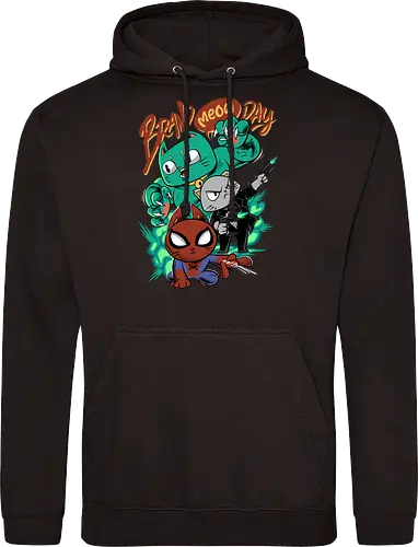 brand meow day  - cat, meow, kitty, fun, avenger, drdoom, doomsday, cartoon, fantastic, hoomanlover, catlover, superhero, villain, chibi - Standard Hoodie