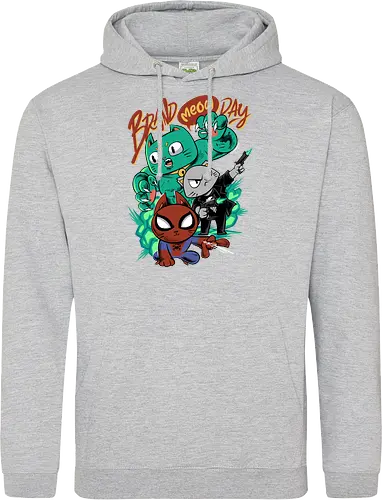 brand meow day  - cat, meow, kitty, fun, avenger, drdoom, doomsday, cartoon, fantastic, hoomanlover, catlover, superhero, villain, chibi - Standard Hoodie