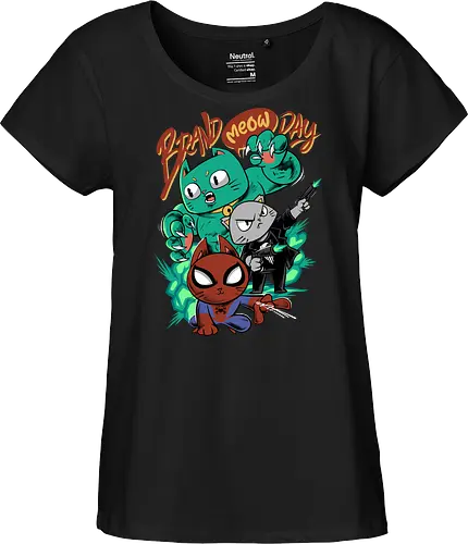 brand meow day  - cat, meow, kitty, fun, avenger, drdoom, doomsday, cartoon, fantastic, hoomanlover, catlover, superhero, villain, chibi - Fairtrade Girl Shirt