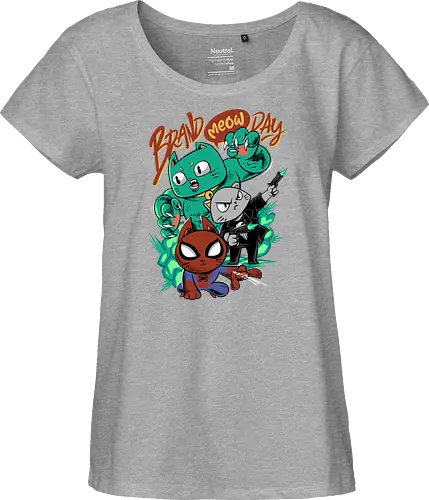 brand meow day  - cat, meow, kitty, fun, avenger, drdoom, doomsday, cartoon, fantastic, hoomanlover, catlover, superhero, villain, chibi - Fairtrade Girl Shirt