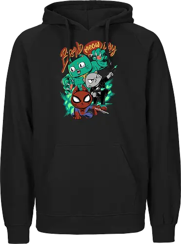 brand meow day  - cat, meow, kitty, fun, avenger, drdoom, doomsday, cartoon, fantastic, hoomanlover, catlover, superhero, villain, chibi - Fairtrade Hoodie