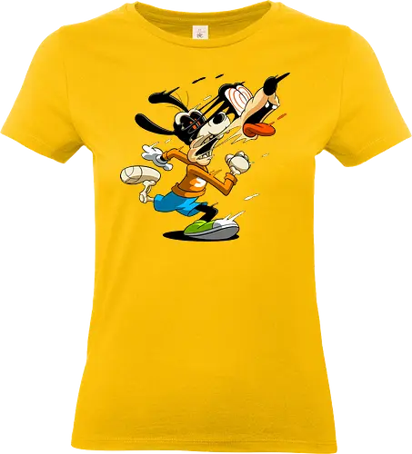 Freaky Tollpatschiger Hund - Cartoon Horror Underground Art - freaky tollpatschiger Hund Art, Cartoon Horror Underground, tollpatschiger Hund dunkles Shirt, Horror Cartoon Spiralaugen, Hund Skelett Gesicht Art, Goofy, dunkles oranges Pop Art, alternativer freaky Hund Charakter, verrückte Cartoon Mode, chaotischer Hund Streifen Art, Underground dunkles Geek, Horror Nostalgie klassischer Cartoon, Punk Hund Cartoon, alternative Cartoon Shirt, dunkle Retro Hund Art, chaotischer oranger Cartoon - Standard T-Shirt (Women)
