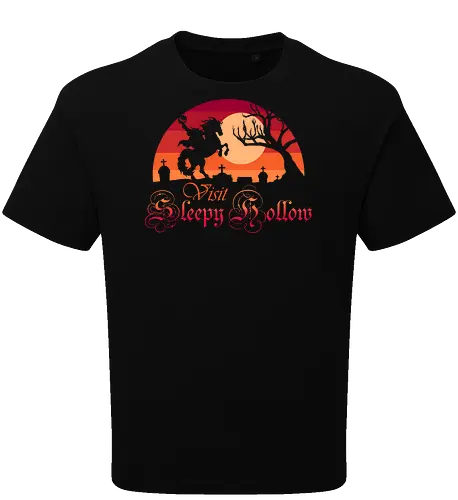 Visit Sleepy Hollow  - sleepy hollow, book, halloween, headless horseman, horror, horse, horses, ichabod crane, nostalgia, reading, retro, scary, spooky, horseman, movie - Oversize T-Shirt