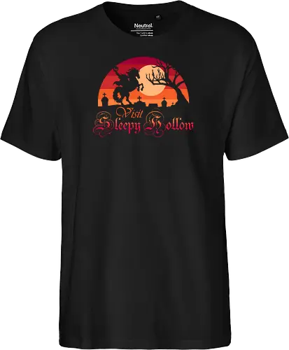 Visit Sleepy Hollow  - sleepy hollow, book, halloween, headless horseman, horror, horse, horses, ichabod crane, nostalgia, reading, retro, scary, spooky, horseman, movie - Fairtrade T-Shirt