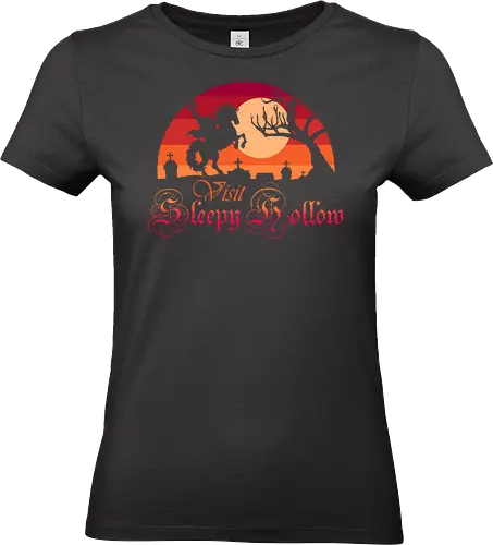 Visit Sleepy Hollow  - sleepy hollow, book, halloween, headless horseman, horror, horse, horses, ichabod crane, nostalgia, reading, retro, scary, spooky, horseman, movie - Standard T-Shirt (Women)