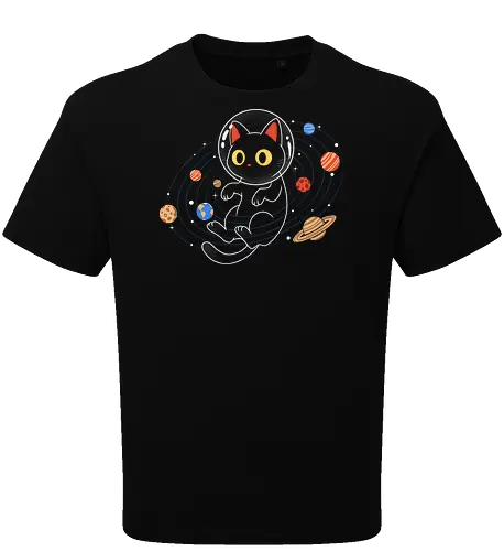 Purrfect Solar System - whimsical, aesthetic, spacecore, purrfect, cat, space, cosmos, galaxy, astronaut, astronomy, planet, planets, moon, stars, universe, scifi, futuristic, cute, kawaii, retro, vintage, geek, nerd, cosmic, celestial, orbital, explorer, adventure, night - Oversize T-Shirt