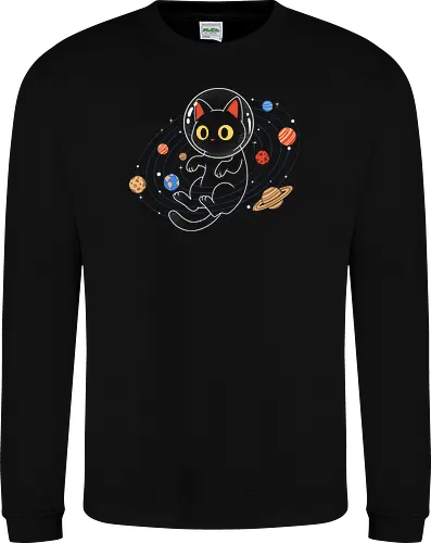 Purrfect Solar System - whimsical, aesthetic, spacecore, purrfect, cat, space, cosmos, galaxy, astronaut, astronomy, planet, planets, moon, stars, universe, scifi, futuristic, cute, kawaii, retro, vintage, geek, nerd, cosmic, celestial, orbital, explorer, adventure, night - Sweatshirt