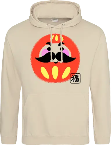 Mustached Daruma - japan, daruma, daruma doll, good luck, japanese culture, cute, geek, funny, doll, kawaii, zen, japanese - Standard Hoodie