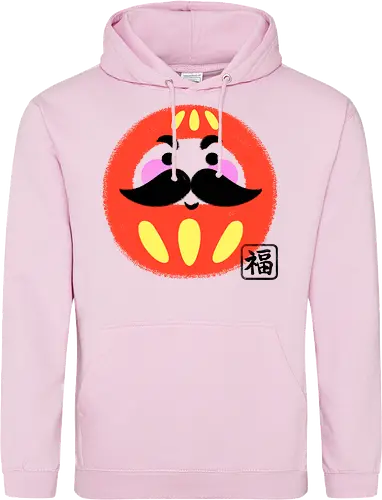 Mustached Daruma - japan, daruma, daruma doll, good luck, japanese culture, cute, geek, funny, doll, kawaii, zen, japanese - Standard Hoodie