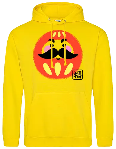 Mustached Daruma - japan, daruma, daruma doll, good luck, japanese culture, cute, geek, funny, doll, kawaii, zen, japanese - Standard Hoodie