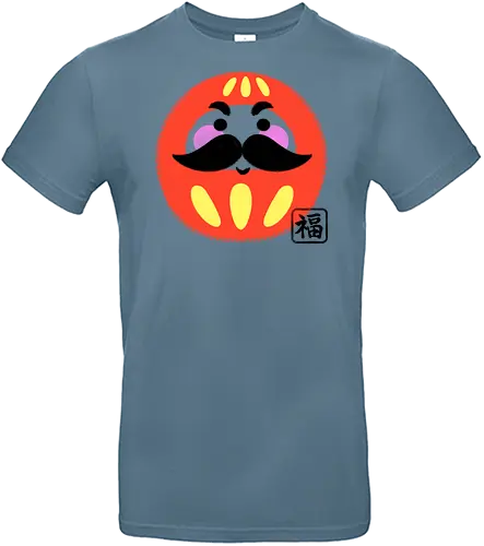 Mustached Daruma - japan, daruma, daruma doll, good luck, japanese culture, cute, geek, funny, doll, kawaii, zen, japanese - Standard T-Shirt