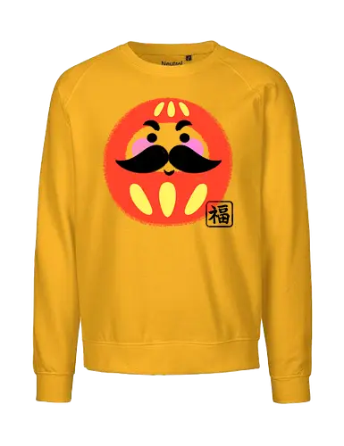 Mustached Daruma - japan, daruma, daruma doll, good luck, japanese culture, cute, geek, funny, doll, kawaii, zen, japanese - Fairtrade Sweatshirt