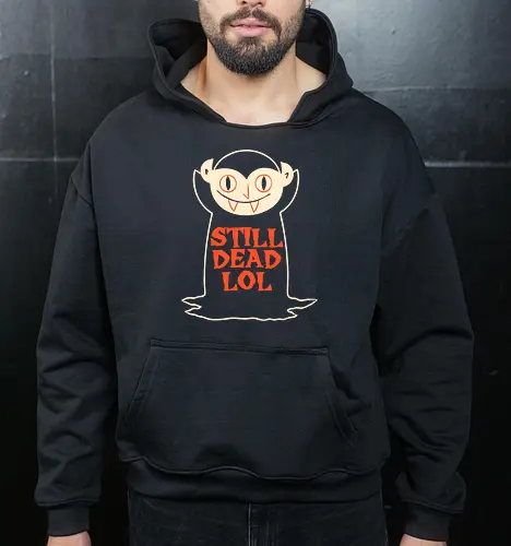 Still Dead  - dracula, horror, terror, vampire, halloween, spooky, creepy, scary, ghotic, humor, dark humor, funny, cute, dead, retro, monster - Cropped Hoodie