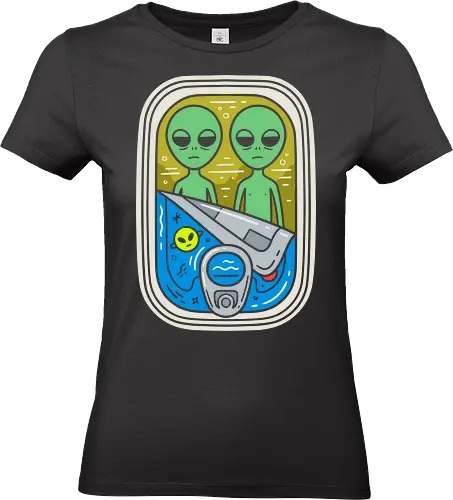Freshly Packed Aliens - funny alien shirt, canned sardines graphic, surreal sci-fi apparel, UFO streetwear, quirky pop art tee, green alien clothing, retro cosmic design, weird indie fashion, extraterrestrial merch, aesthetic space shirt - Standard T-Shirt (Women)
