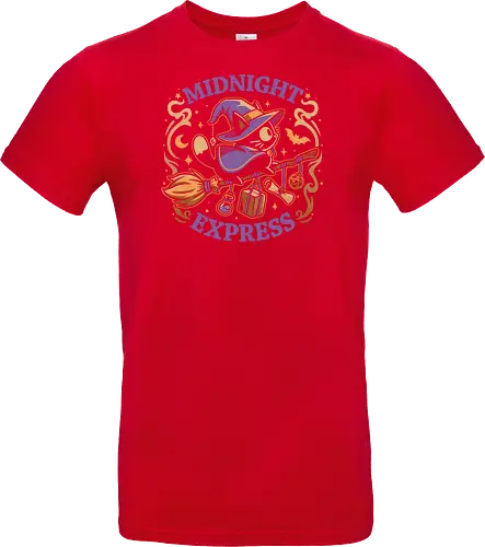 Midnight Express - Witchy Cat - black cat, witch, broomstick, delivery, witchcraft, spooky cute, halloween, hocus pocus, magic, flying, familiar, retro, vintage - Standard T-Shirt