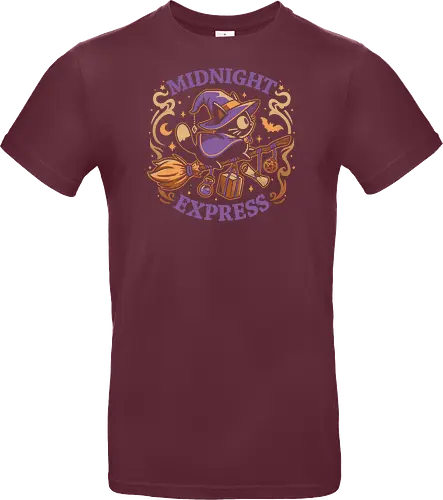 Midnight Express - Witchy Cat - black cat, witch, broomstick, delivery, witchcraft, spooky cute, halloween, hocus pocus, magic, flying, familiar, retro, vintage - Standard T-Shirt