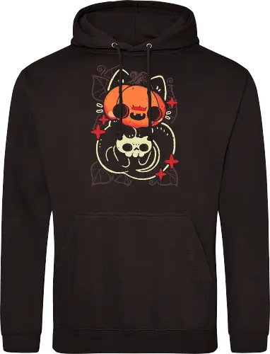Cute Pumpkin Head Cat - cat pumpkin, pumpkin head, black cat, halloween, spooky cute, creepy cute, jack o lantern, skull, fall, autumn, goth, occult, kawaii, dark, xmorfina - Standard Hoodie
