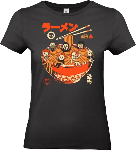 Nightmare Ramen - movies, horror, food, humor, terror, halloween, cinema, noodles, slasher, cute, japanese, pop, cult, spicy - Standard T-Shirt (Women)