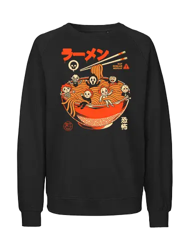 Nightmare Ramen - movies, horror, food, humor, terror, halloween, cinema, noodles, slasher, cute, japanese, pop, cult, spicy - Fairtrade Sweatshirt
